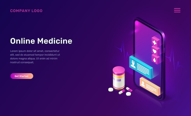 Free Vector online medicine mobile app isometric concept