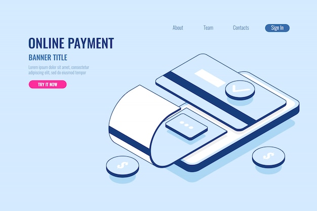 Free Vector online payment, banner title 