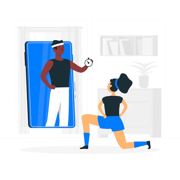 Online personal trainer concept illustration