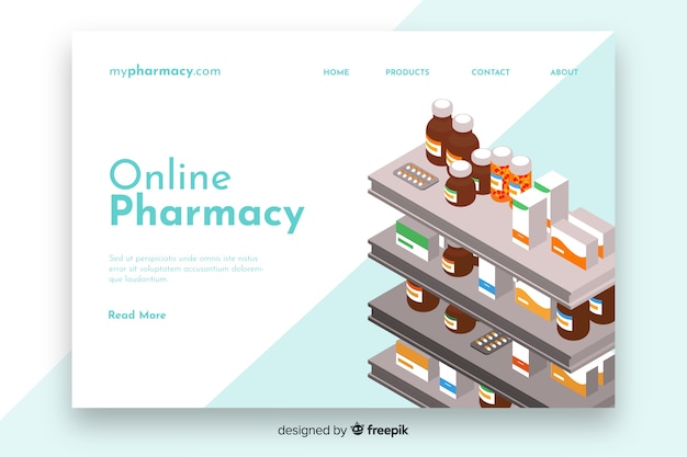 Free Vector online pharmacy landing page template