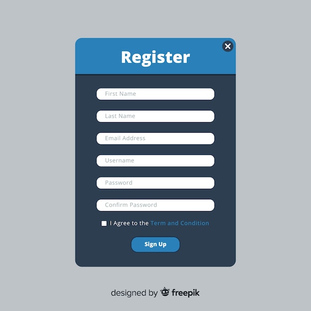 Free Vector online registration interface