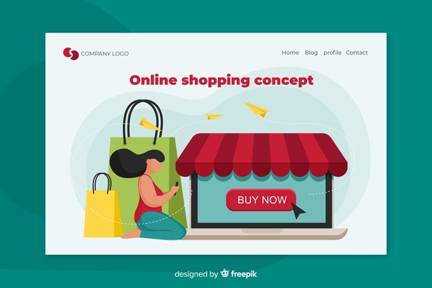 Online shopping concept for landing page