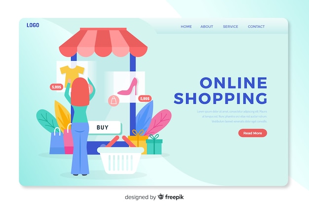 Online shopping concept landing page