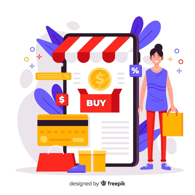 Online shopping concept for landing page