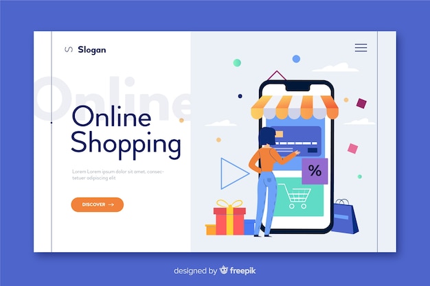 Online shopping concept for landing page