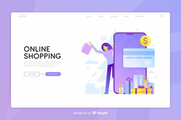 Online shopping concept with illustration