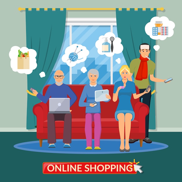 Online Shopping Flat Composition