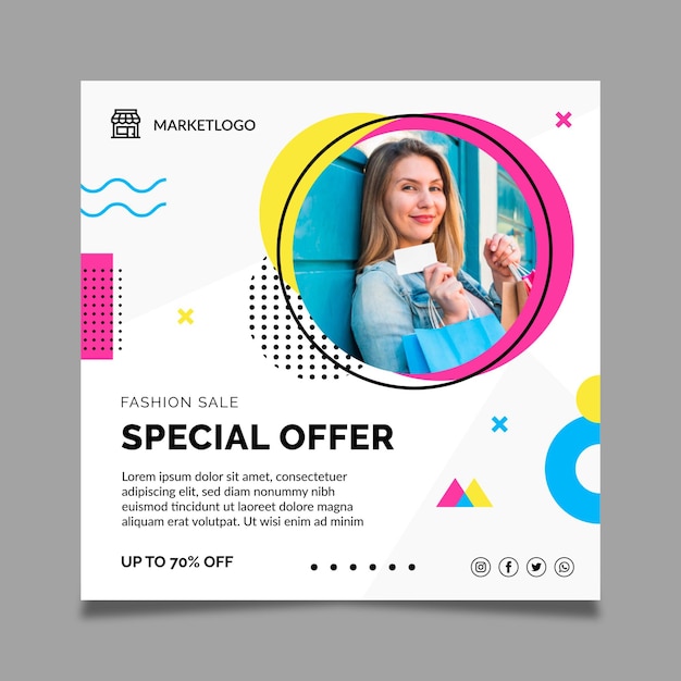 Free Vector online shopping flyer template