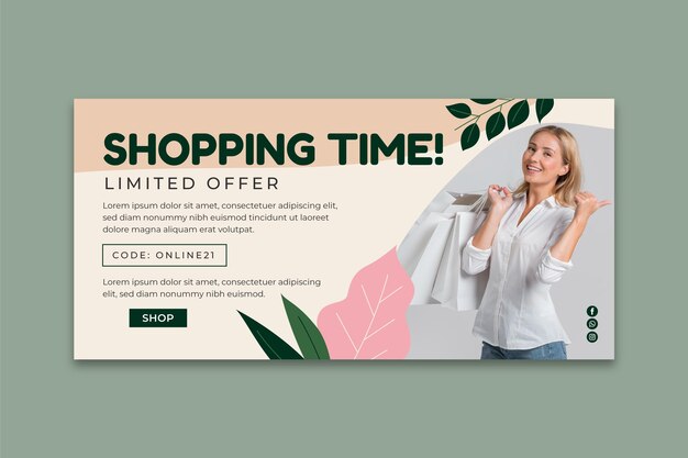 Online shopping horizontal banner template