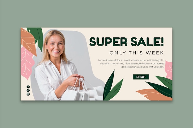 Online shopping horizontal banner template