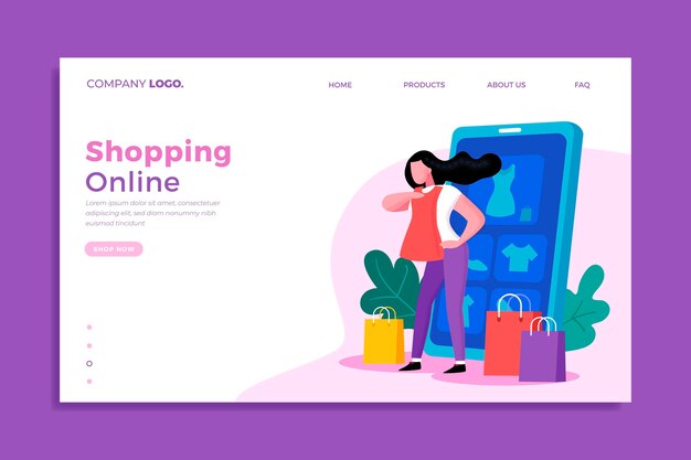 Online shopping landing page concept