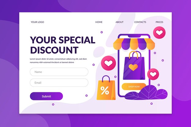 Online shopping landing page design