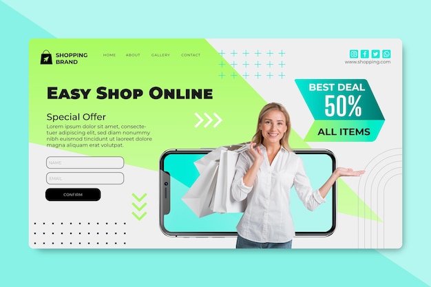 Online shopping landing page template