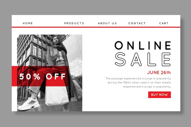 Free Vector online shopping landing page template