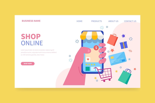 Online shopping landing page theme