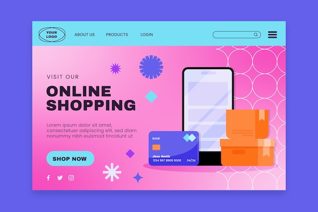 Online shopping landing page