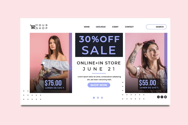 Online shopping and sales landing page template