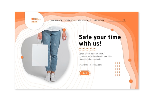 Free Vector online shopping service landing page web template