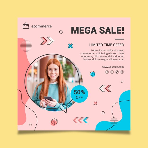 Online shopping square flyer template