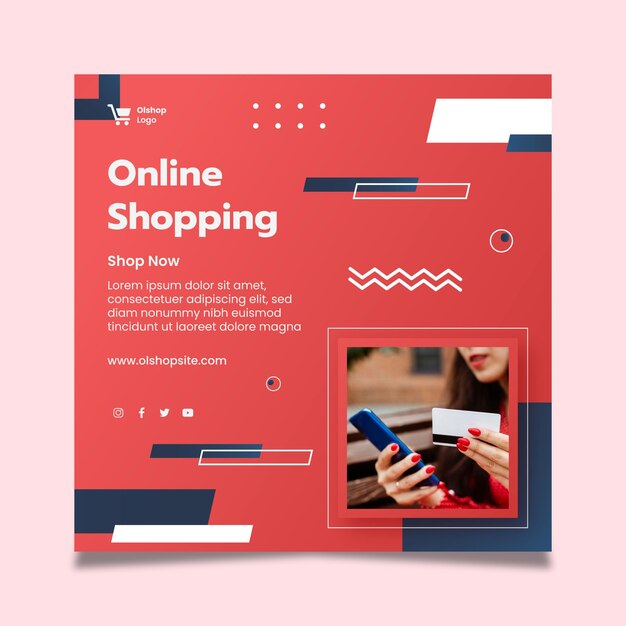 Online shopping square flyer template