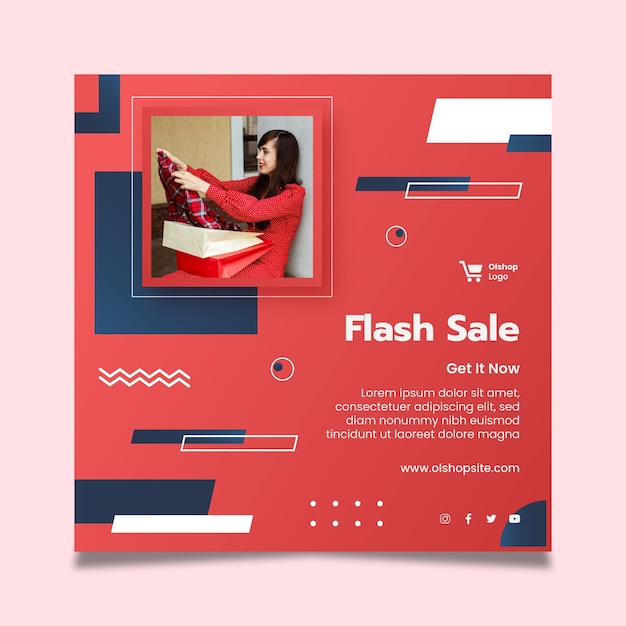 Free Vector online shopping square flyer template