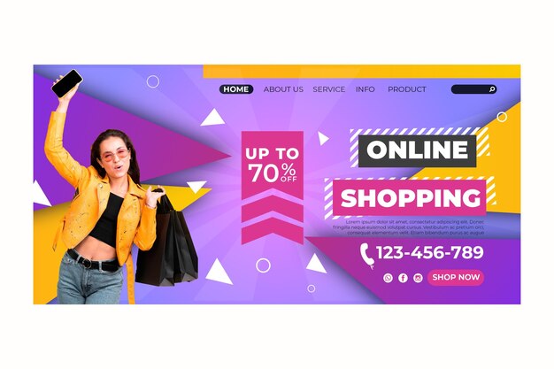 Online shopping template landing page