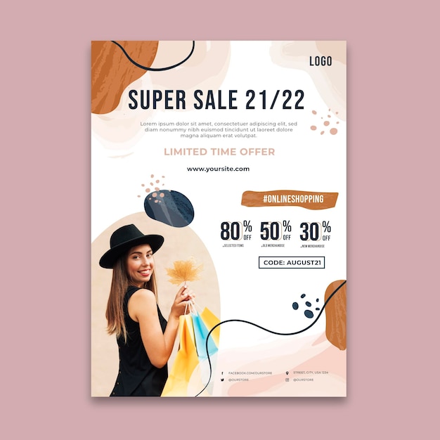 Online shopping time poster template