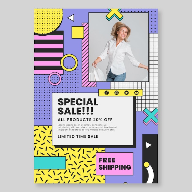 Online shopping vertical flyer template