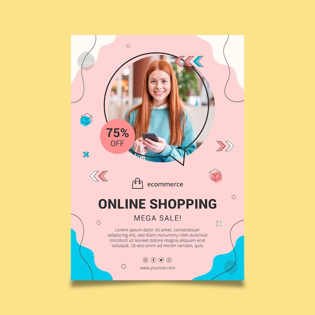 Online shopping vertical poster template