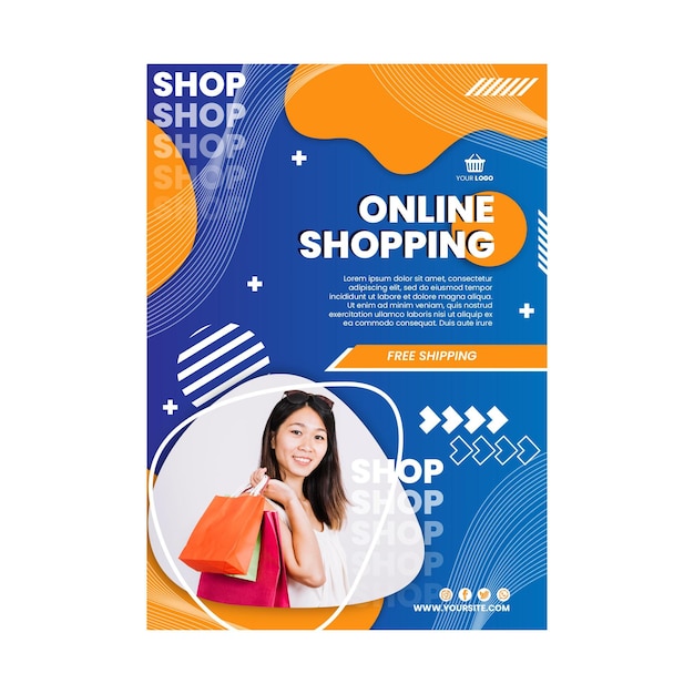 Online shopping vertical poster template