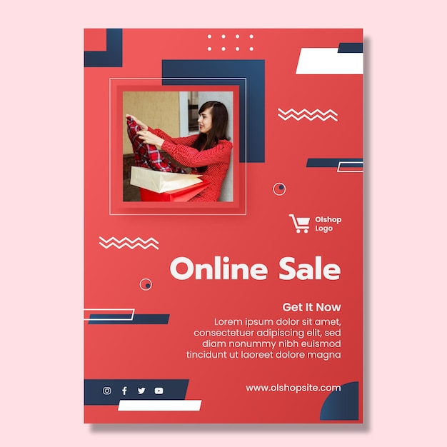 Online shopping vertical poster template