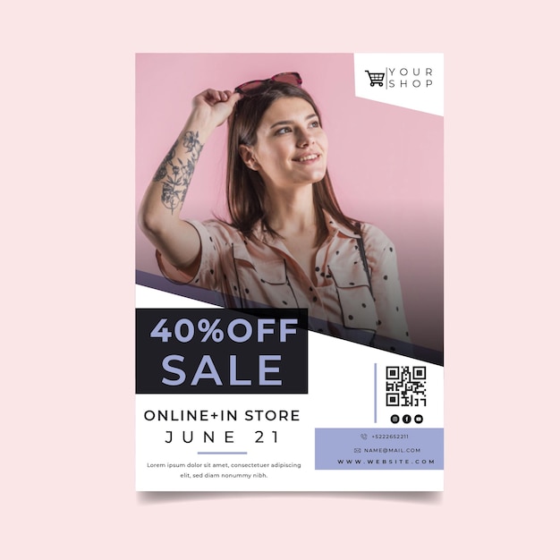 Online shopping with model poster template