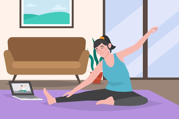 Free Vector online sport classes person doing stretching exercises