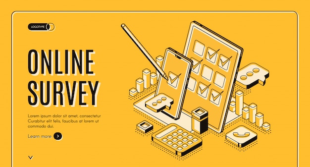 Online survey isometric banner