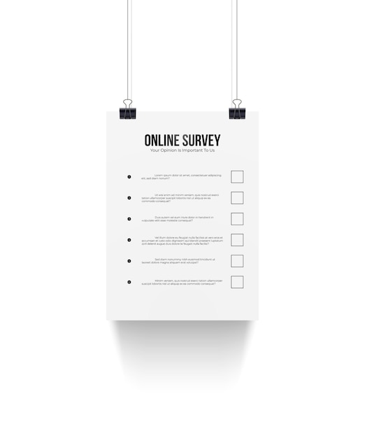 Free Vector online survey realistic template empty paper sheet layout blank form todo checklist questionnaire quiz white voting paper candidates list with checkboxes illustration