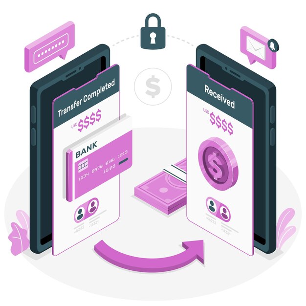 Online transactions concept illustration