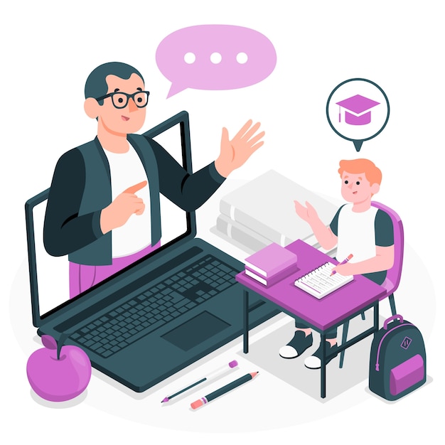 Free Vector online tutor concept illustration