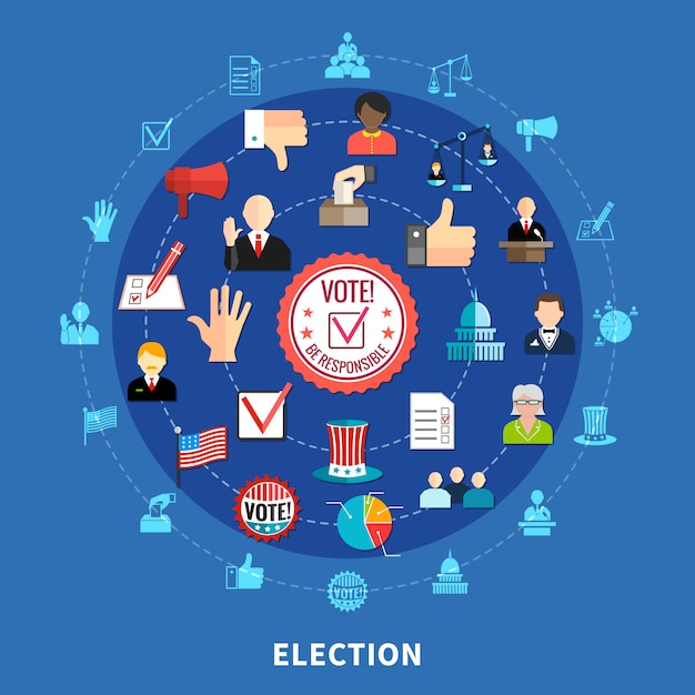 Free Vector online voting circular icons set