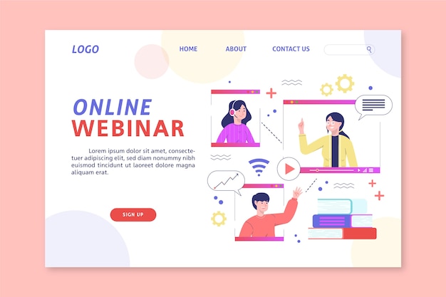 Free vector online webinar landing page