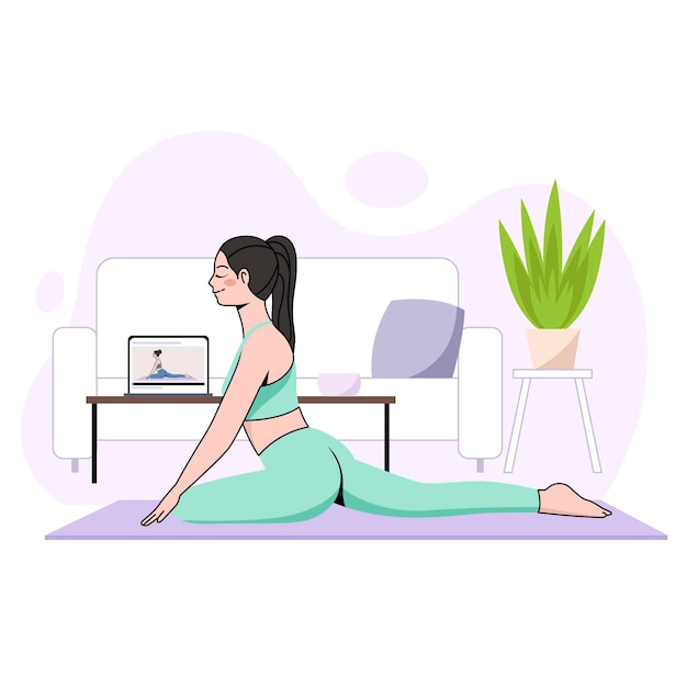 Online yoga class concept