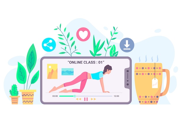 Free Vector online yoga class