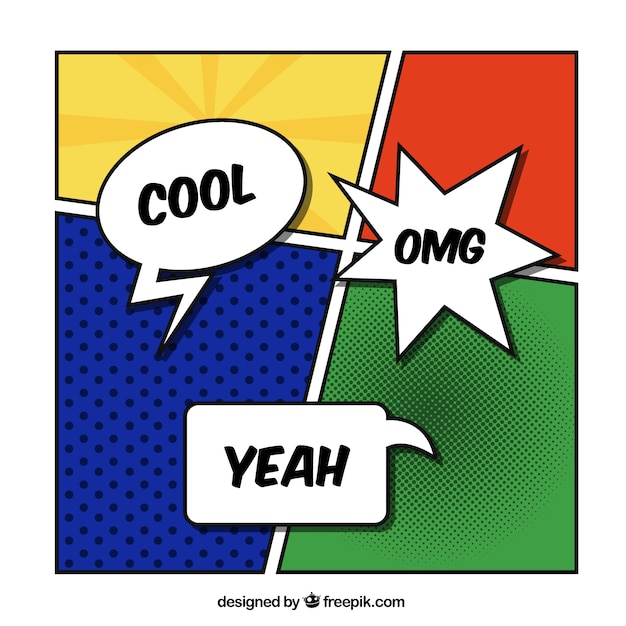 Free Vector onomatopoeias in different speech bubbles