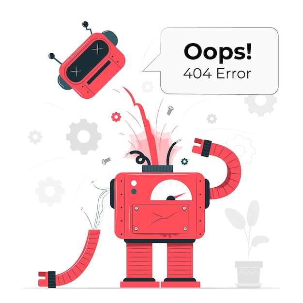 Free Vector oops! 404 error with a broken robot concept illustration