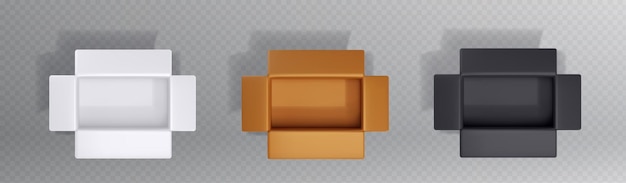 Free vector open 3d cardboard box mockups