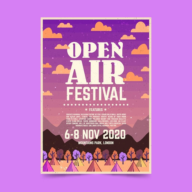 Free Vector open air music festival poster