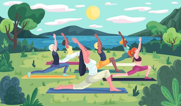 Open air yoga class concept