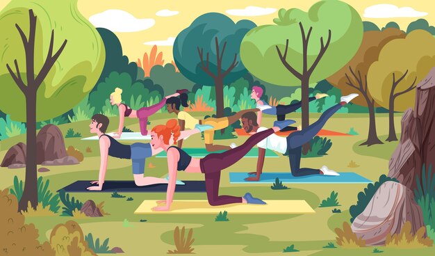 Open air yoga class concept