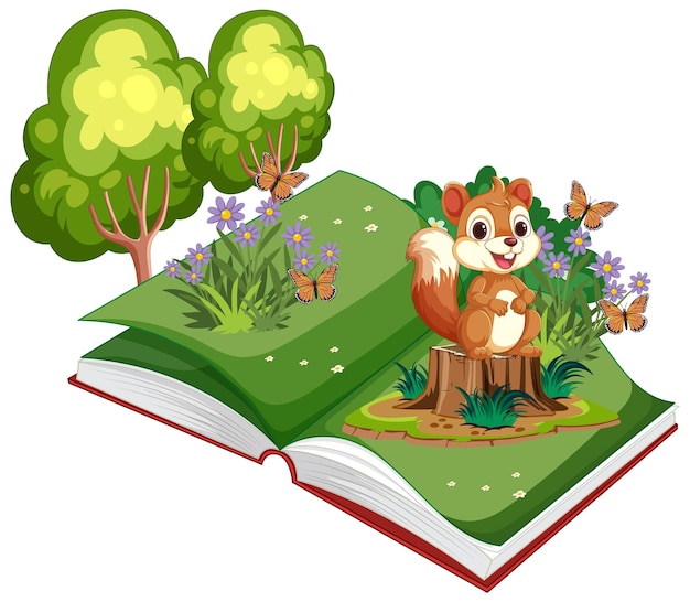 Open Book with Forest Scene