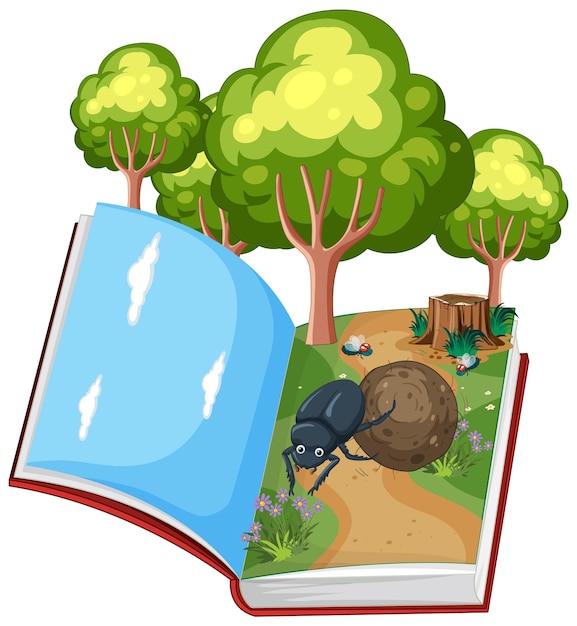 Free Vector open book with forest scene