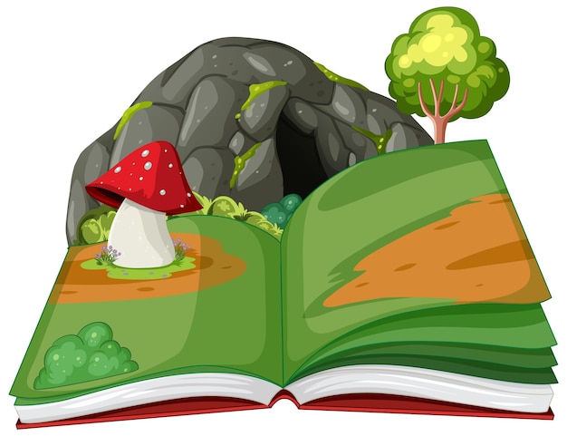 Free Vector open book with forest scene